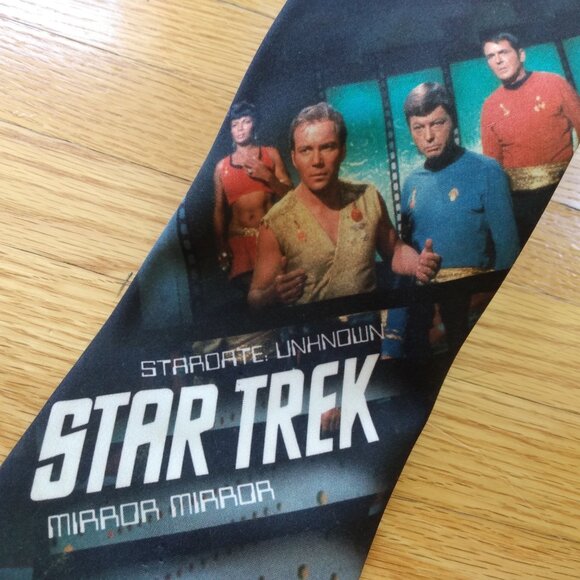 Vintage 90s Star Trek Tie Necktie Ralph Marlin Spock Captain Kirk Bones Uhura - Picture 3 of 14